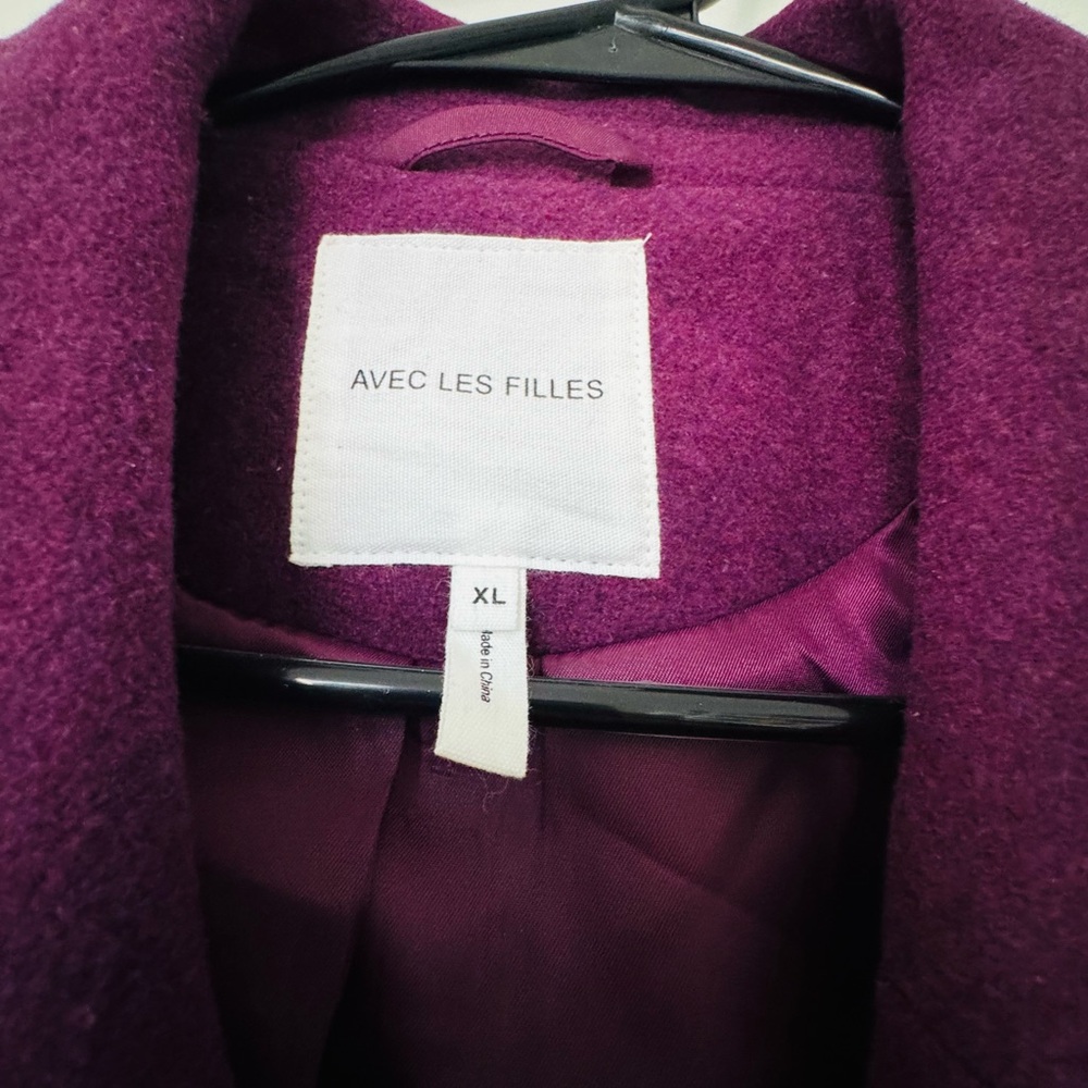 Avec Les Filles Tailored Double-Breasted Coat in Aubergine NWOT - Picture 5 of 7